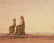 Hildebrandt Eduard Colossi of Memnon with Thebes in the Background - Hermitage
